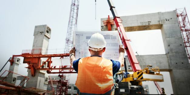 Site engineer on a construction site Site engineer on a construction site